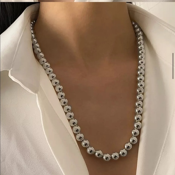 925 Sterling Silver Simple Bead Necklace 8 mm - Picture 11 of 14